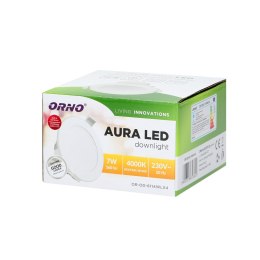 AURA LED 7W, oprawa downlight, podtynkowa, 560lm, 4000K, biała, wbudowany zasilacz LED