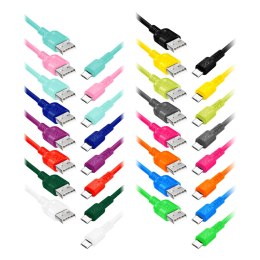 EXC Mobile kabel USB - micro USB WHIPPY, 2M, 3A, szybkie ładowanie, kolor mix