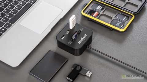 HUB USB 2.0 3 portowy z czytnikiem kart pamięci HUB USB 2.0 3 portowy z czytnikiem kart pamięci