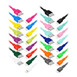 EXC Mobile kabel USB - Lightning WHIPPY, 0.9M, 2.4A, szybkie ładowanie, kolor mix