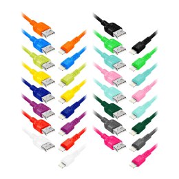 EXC Mobile kabel USB - Lightning WHIPPY, 2M, 2.4A, szybkie ładowanie, kolor mix