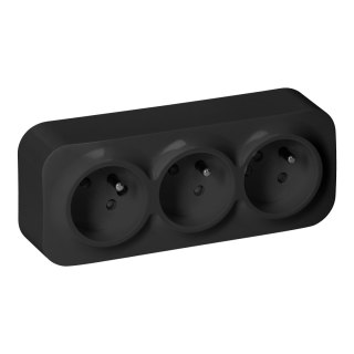 Gniazdo potrójne ToDo 2P+Z IP20, 16A, 230V AC, czarny, 10 sztuk