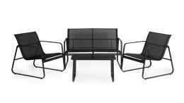 Komplet mebli ogrodowych metalowy stelaż krzesła ławka i stolik czarny