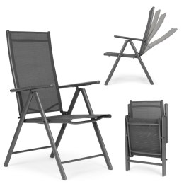 Komplet 2 krzeseł ogrodowych składane stalowe z regulacją oparcia ModernHome - szare
