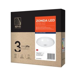 ZONDA LED 16W, plafon z czujnikiem ruchu, 1100lm, IP20, 4000K, poliwęglan mleczny, biały