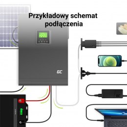 Green Cell - Inwerter solarny Falownik Off Grid z ładowarką solarną MPPT 48VDC 230VAC 3000VA/3000W Czysta sinusoida
