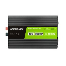 Green Cell - Przetwornica napięcia PowerInverter z wyświetlaczem LCD 12V na 230V 2000W/4000W Czysta sinusoida