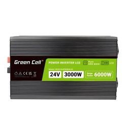 Green Cell - Przetwornica napięcia PowerInverter z wyświetlaczem LCD 24V na 230V 3000W/6000W Czysta sinusoida