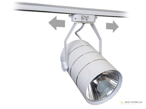 Lampa sklepowa led reflektor szynowy jednofazowy biały metalowy 30w 2550 lm światło neutralne 4000k Lampa sklepowa led reflektor szynowy jednofazowy biały metalowy 30w 2550 lm światło neutralne 4000k