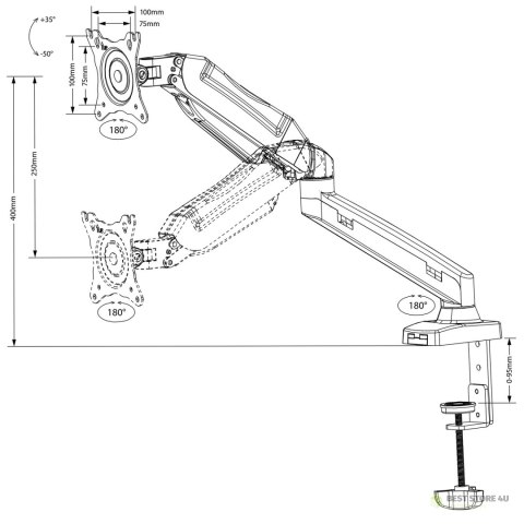 Uchwyt do monitora Maclean, sprężyna gazowa, 13"-27", 8 kg, czarny, MC-860 Uchwyt do monitora Maclean, sprężyna gazowa, 13"-27", 8 kg, czarny, MC-860