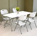 Komplet 2 krzeseł składanych zestaw cateringowy metal HDPE - białe