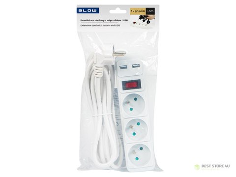 98-080# Przedłużacz sieciowy pr-370wsp/usb 3-gniazda+usb z uziemieniem+wyłącznik 1,5m biały 3x1,5mm 98-080# Przedłużacz sieciowy pr-370wsp/usb 3-gniazda+usb z uziemieniem+wyłącznik 1,5m biały 3x1,5mm