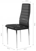 Krzesła z ekoskóry do salonu i jadalni 4szt. chromowane nogi czarne