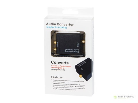 91-201# Konwerter optyczny toslink dac na 2xrca 91-201# Konwerter optyczny toslink dac na 2xrca