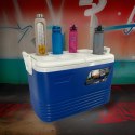 Lodówka turystyczna 60L Kamai Coolbox na wkłady mrożące, niebieska z miejscem na butelki na pokrywie