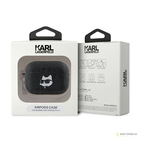 Karl Lagerfeld Monogram Choupette Head - Etui AirPods Pro 2 (czarny) Karl Lagerfeld Monogram Choupette Head - Etui AirPods Pro 2 (czarny)