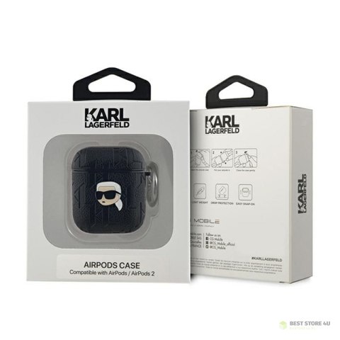 Karl Lagerfeld Monogram Karl Head - Etui AirPods 1/2 gen (czarny) Karl Lagerfeld Monogram Karl Head - Etui AirPods 1/2 gen (czarny)