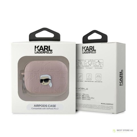 Karl Lagerfeld Monogram Karl Head - Etui AirPods Pro 2 (różowy) Karl Lagerfeld Monogram Karl Head - Etui AirPods Pro 2 (różowy)