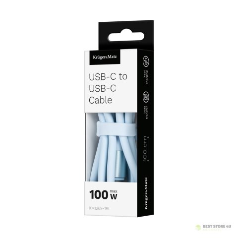 Kabel USB typu C - USB typu C 1 m silikonowy niebieski Kruger&Matz Basic Kabel USB typu C - USB typu C 1 m silikonowy niebieski Kruger&Matz Basic