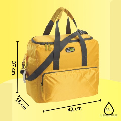 Torba termiczna Kamai Gio Style na ramię, żółta, z kieszeniami i rączką do noszenia, pojemność33L Torba termiczna Kamai Gio Style na ramię, żółta, z kieszeniami i rączką do noszenia, pojemność33L