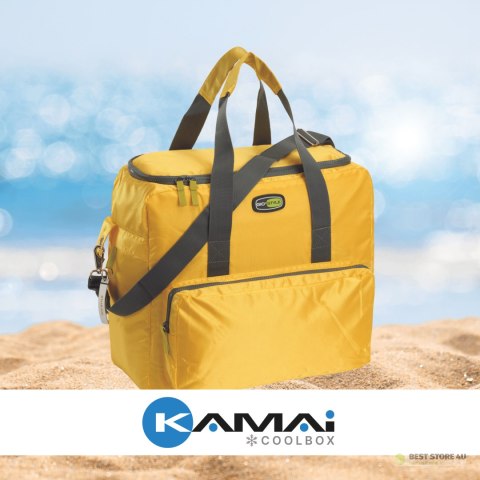 Torba termiczna Kamai Gio Style na ramię, żółta, z kieszeniami i rączką do noszenia, pojemność33L Torba termiczna Kamai Gio Style na ramię, żółta, z kieszeniami i rączką do noszenia, pojemność33L