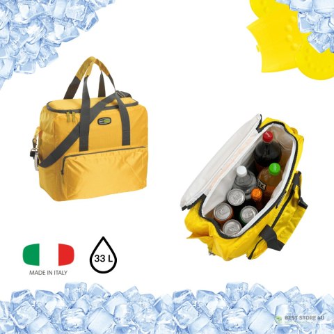 Torba termiczna Kamai Gio Style na ramię, żółta, z kieszeniami i rączką do noszenia, pojemność33L Torba termiczna Kamai Gio Style na ramię, żółta, z kieszeniami i rączką do noszenia, pojemność33L