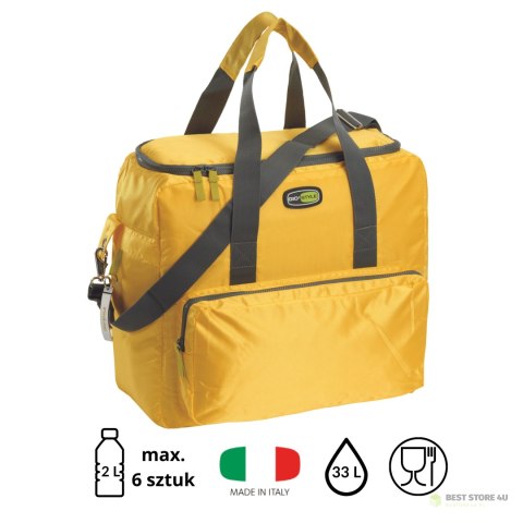 Torba termiczna Kamai Gio Style na ramię, żółta, z kieszeniami i rączką do noszenia, pojemność33L Torba termiczna Kamai Gio Style na ramię, żółta, z kieszeniami i rączką do noszenia, pojemność33L