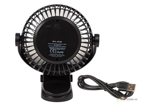 44-505# Wentylator biurkowy z klipsem 15cm usb+akumulator czarny 44-505# Wentylator biurkowy z klipsem 15cm usb+akumulator czarny