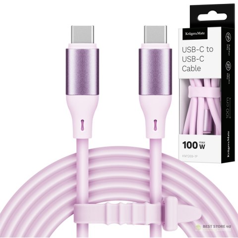 Kabel USB typu C - USB typu C 1 m silikonowy różowy Kruger&Matz Basic Kabel USB typu C - USB typu C 1 m silikonowy różowy Kruger&Matz Basic