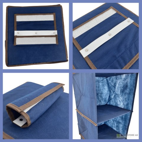 BLUE niebieski wiszący organizer do szafy 5 przegród 30X30X120cm BLUE niebieski wiszący organizer do szafy 5 przegród 30X30X120cm