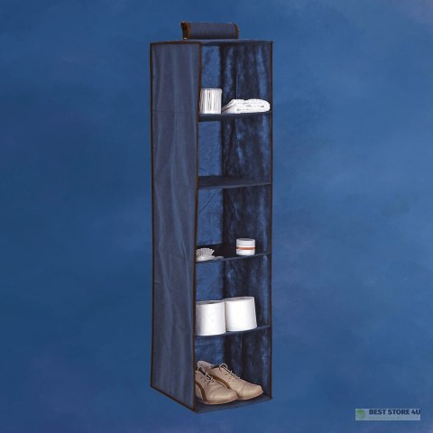 BLUE niebieski wiszący organizer do szafy 5 przegród 30X30X120cm BLUE niebieski wiszący organizer do szafy 5 przegród 30X30X120cm