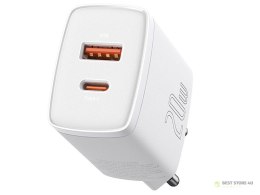 BASEUS Ładowarka sieciowa Baseus Compact Quick Charger, USB, USB-C, 20W (CCXJ-B02) Biała