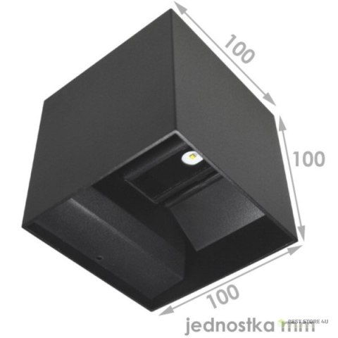 Oprawa elewacyjna LED Kreon 2*3w kwadrat 4000K cz Oprawa elewacyjna LED Kreon 2*3w kwadrat 4000K cz
