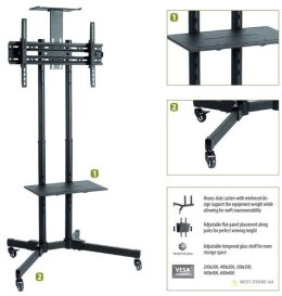 Sunne | Floor stand | S112 multifunctional Mobile TV cart | Tilt | 37-70 