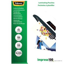 Fellowes | Woreczki do laminowania | A3 (297 x 420 mm) | Błyszczące | Przezroczyste