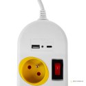 Listwa zasilająca Maclean, przedłużacz 4 gniazda + USB A / C, z włącznikami, 250VAC/10A, 1.5m, biała, MCE508 W