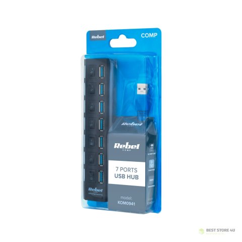 KOM0941 Hub USB 3.0 7 portowy Quer Pro KOM0941 Hub USB 3.0 7 portowy Quer Pro