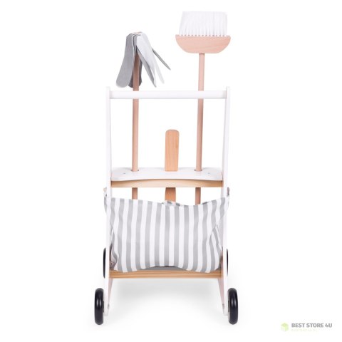 Drewniany zestaw do sprzątania wózek beżowy ECOTOYS Drewniany zestaw do sprzątania wózek beżowy ECOTOYS