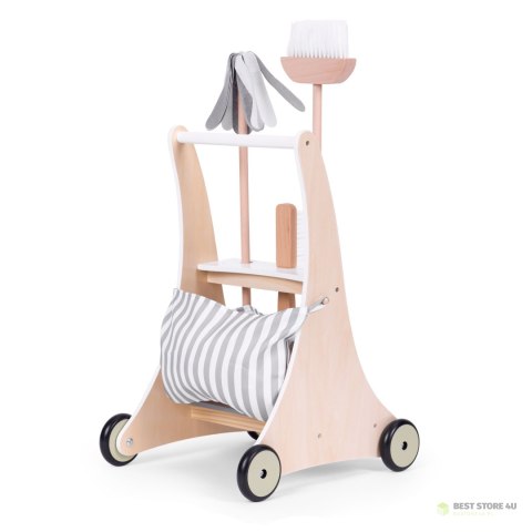 Drewniany zestaw do sprzątania wózek beżowy ECOTOYS Drewniany zestaw do sprzątania wózek beżowy ECOTOYS