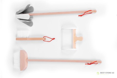 Drewniany zestaw do sprzątania wózek beżowy ECOTOYS Drewniany zestaw do sprzątania wózek beżowy ECOTOYS