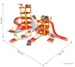 Duży garaż samochodowy straż pożarna 4 poziomy stacja benzynowa 100 elementów