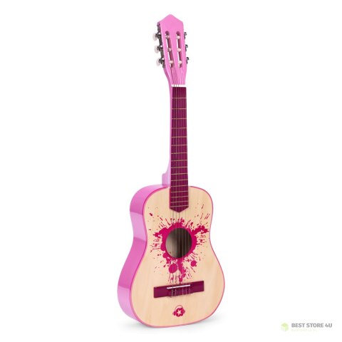 Gitara dla dzieci różowa duża- 34 drewniana 6 strun metalowe i nylonowe ECOTOYS Gitara dla dzieci różowa duża- 34 drewniana 6 strun metalowe i nylonowe ECOTOYS