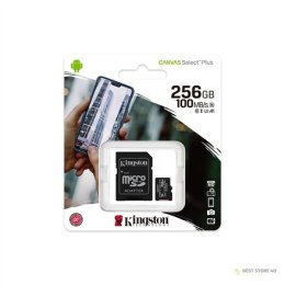 Kingston | Canvas Select Plus | UHS-I | 256 GB | MicroSDXC | Pamięć flash klasy 10 | Adapter SD