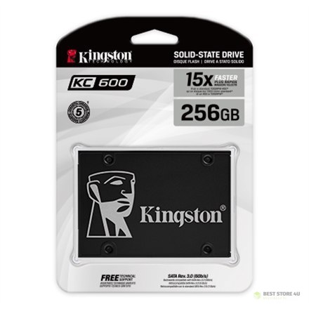 Kingston | KC600 | 256 GB | Format SSD 2,5" | Interfejs SSD SATA | Prędkość odczytu 550 MB/s | Prędkość zapisu 500 MB/s Kingston | KC600 | 256 GB | Format SSD 2,5" | Interfejs SSD SATA | Prędkość odczytu 550 MB/s | Prędkość zapisu 500 MB/s