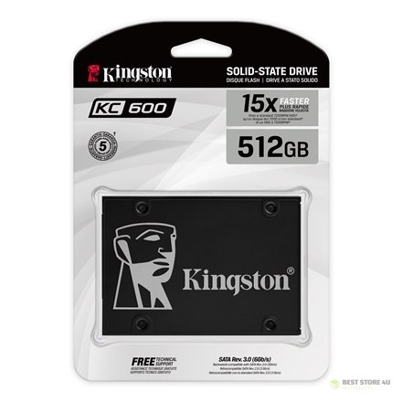Kingston | KC600 | 512 GB | SSD form factor 2.5" | SSD interface SATA | Read speed 550 MB/s | Write speed 520 MB/s Kingston | KC600 | 512 GB | SSD form factor 2.5" | SSD interface SATA | Read speed 550 MB/s | Write speed 520 MB/s