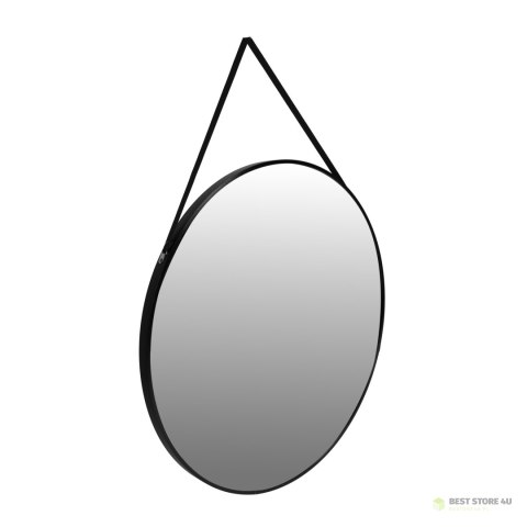 Okrągłe lustro ścienne 80 cm wiszące na pasku nowoczesne czarna rama ModernHome Okrągłe lustro ścienne 80 cm wiszące na pasku nowoczesne czarna rama ModernHome