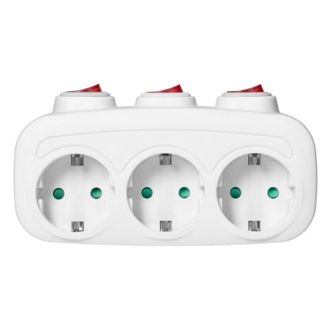 Rozgałęźnik 3x2P+Z (Schuko) z 3 włącznikami