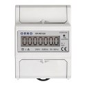 1-fazowy wskaźnik zużycia energii elektrycznej, 80A, 3 moduły, DIN TH-35mm