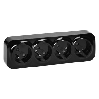 Gniazdo poczwórne ToDo 2P+Z IP20, 16A, 230V AC, czarny, 8 sztuk