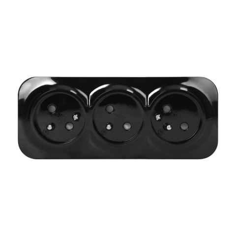 Gniazdo potrójne ToDo 2P+Z IP20, 16A, 230V AC, czarny, 10 sztuk